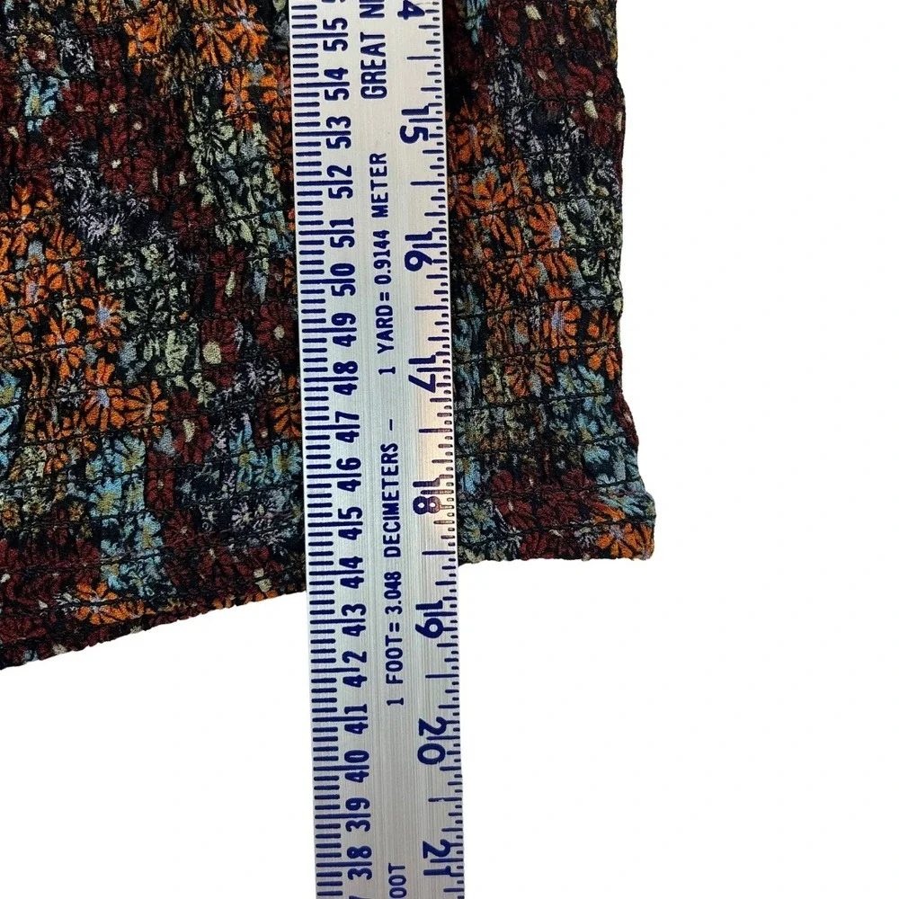 Free People Floral Smocked Puff Sleeve Crop Top Multi‎ Color OB1505273 Womens M